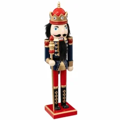 Père Noël, Animaux Et Personnage|Feeric Lights & Christmas Soldat en bois Casse-noisette (H38 cm) James nuit Bleu