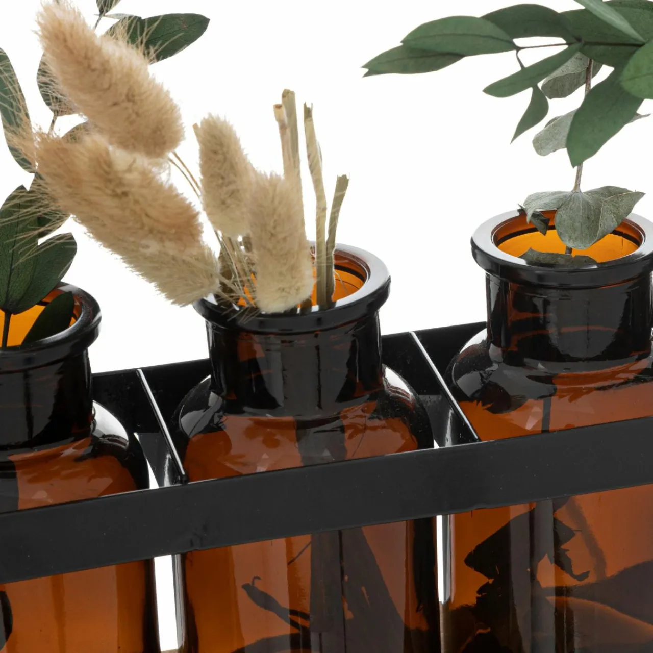 Vase|Vase|ATMOSPHERA Soliflores bois et métal Sophie Noir