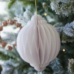 Déco Et Objet De Noël|Décoration De Sapin|KAEMINGK Sphère en papier à suspendre (H15 cm) Fermeture Magnétique Blanc