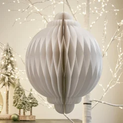 Déco Et Objet De Noël|KAEMINGK Sphère en papier à suspendre (H40 cm) Fermeture Magnétique Blanc