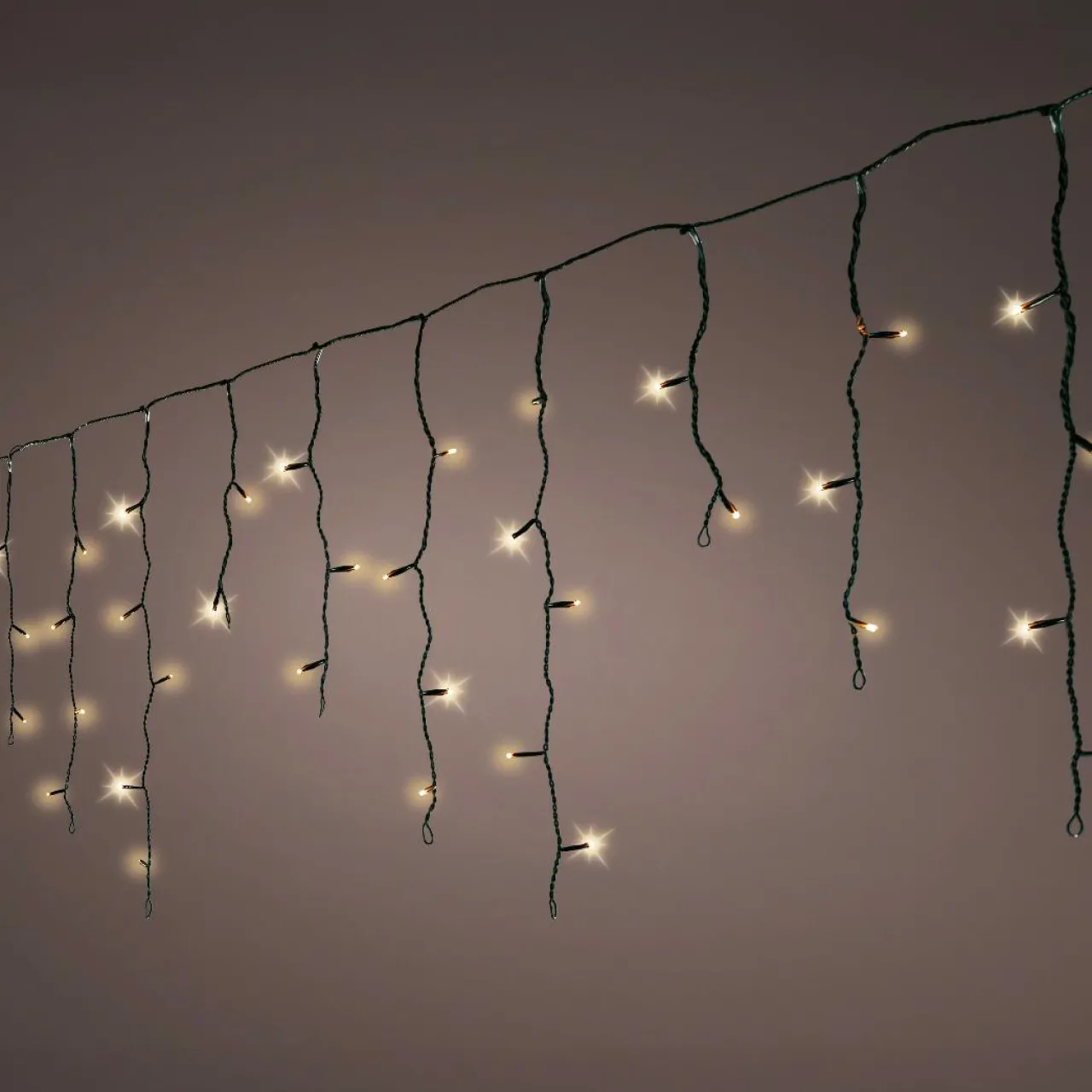 Guirlande Lumineuse|EMINZA Stalactite lumineuse 20 m 490 LED câble noir Stars Blanc chaud doré Blanc chaud doré - câble noir