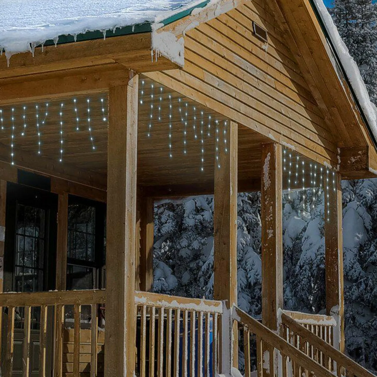 Guirlande Lumineuse|KOOPMAN Stalactite lumineuse 7,10 m 360 LED câble transparent Icicle Blanc froid