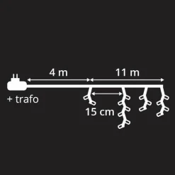 Guirlande Lumineuse|EMINZA Stalactite lumineuse 11 m 259 LED câble blanc Stars Blanc froid Blanc Froid - câble blanc