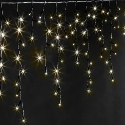 Guirlande Lumineuse|EMINZA Stalactite lumineuse 20 m 490 LED câble noir Stars Blanc chaud Blanc Chaud - câble noir