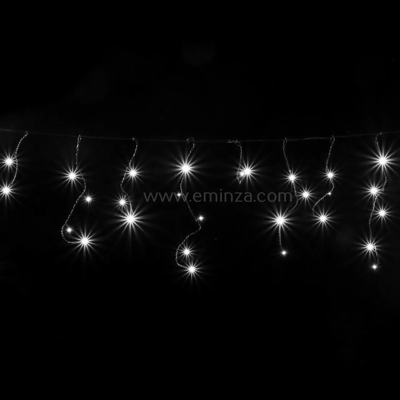 Guirlande Lumineuse|EMINZA Stalactite lumineuse 11 m 259 LED câble noir Stars Blanc froid Blanc Froid - câble noir