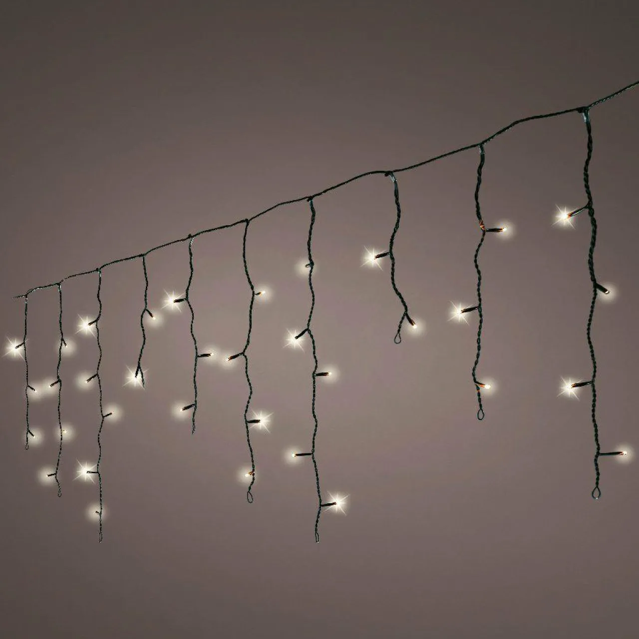 Guirlande Lumineuse|EMINZA Stalactite lumineuse 7,50 m 175 LED câble noir Blanc chaud