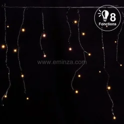 Guirlande Lumineuse|EMINZA Stalactite lumineuse 7,50 m 175 LED câble noir Blanc chaud