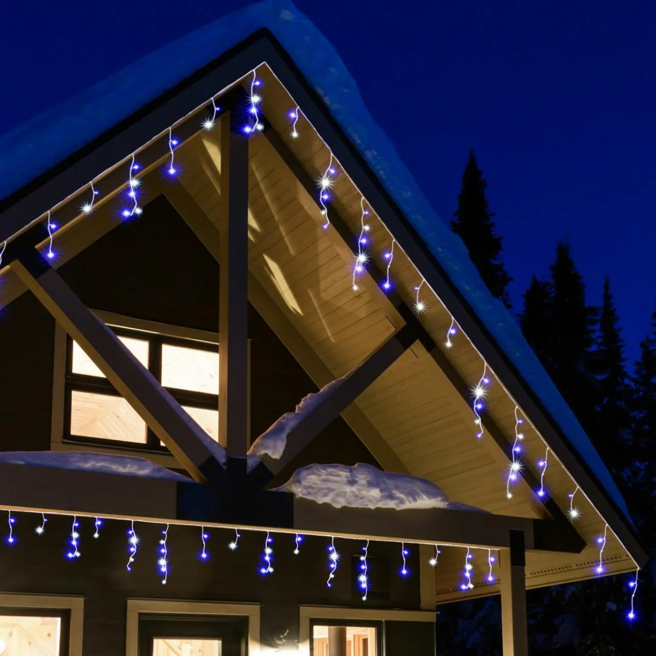 Guirlande Lumineuse|EMINZA Stalactite lumineuse 7,50 m 175 LED câble blanc Stars Bicolore Bleu et blanc froid Bicolore Bleu / Blanc froid - câble blanc