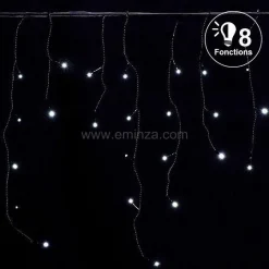 Guirlande Lumineuse|EMINZA Stalactite lumineuse 7,50 m 175 LED câble noir Blanc froid