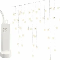 Guirlande Lumineuse|KAEMINGK Stalactite lumineuse à piles 14 m 384 LED câble blanc Durawise Blanc chaud