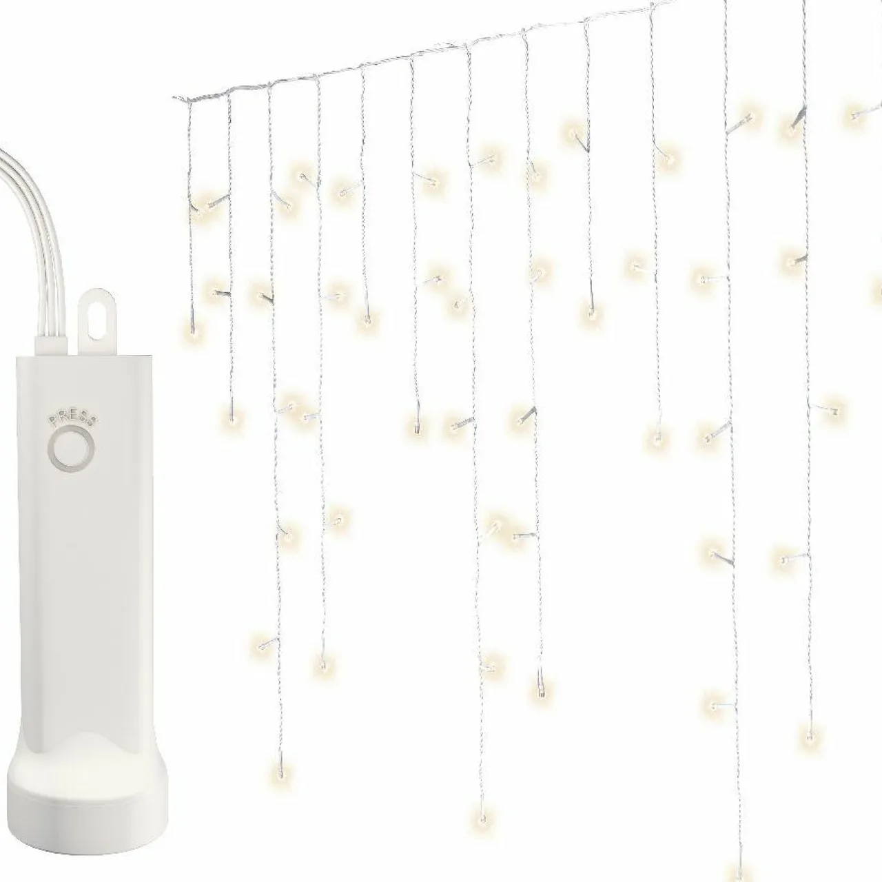 Guirlande Lumineuse|KAEMINGK Stalactite lumineuse à piles 14 m 384 LED câble blanc Durawise Blanc chaud