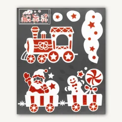 Déco Et Objet De Noël|JJA Sticker vitrostatique pour fenêtre floqué (28 x 34 cm) Train de Noël Rouge