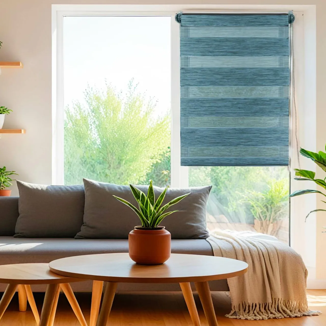 Store|LUANCE Store enrouleur Jour / Nuit (60 x 180 cm) chiné Bleu