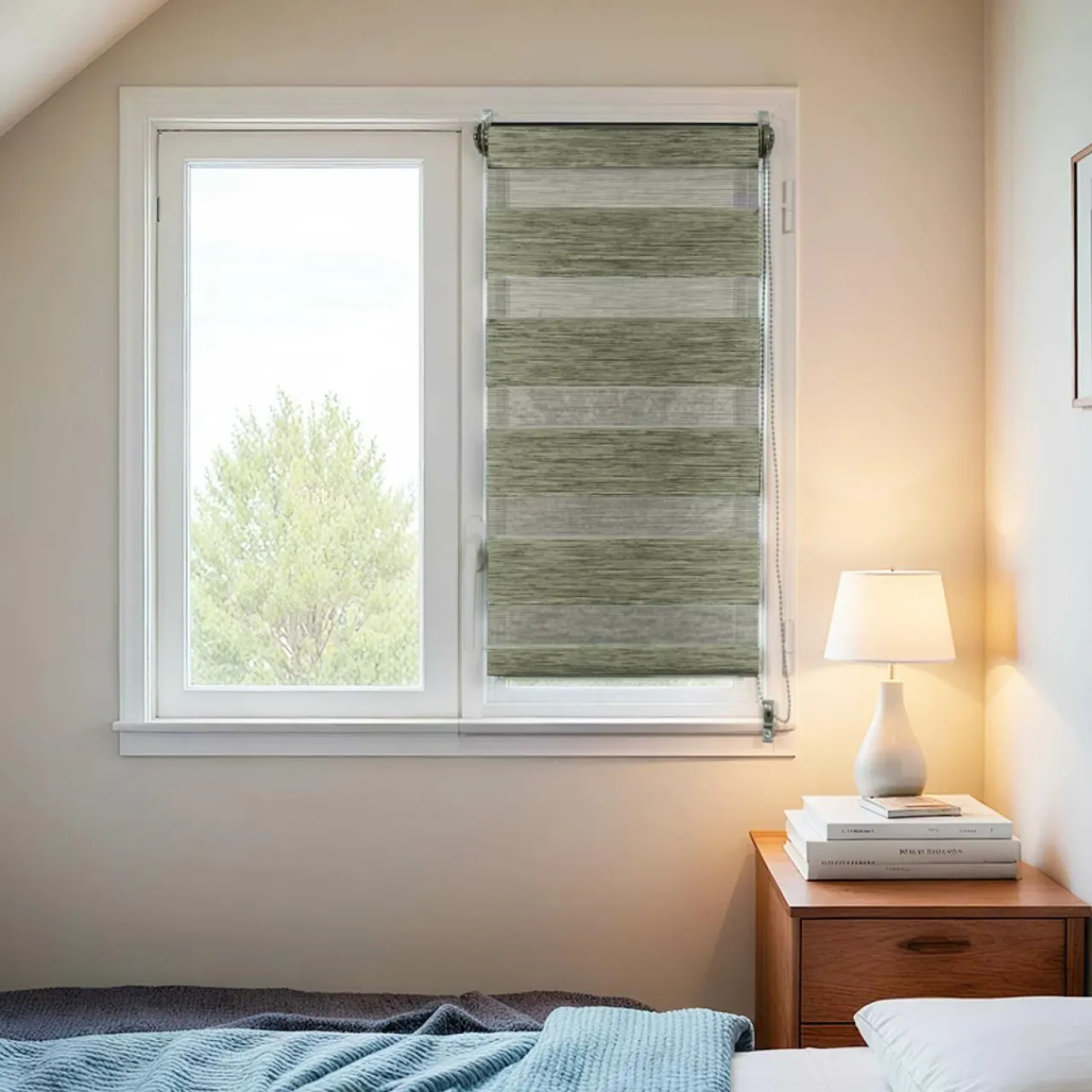 Store|LUANCE Store enrouleur Jour / Nuit (60 x 90 cm) chiné Vert