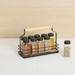 Rangement Et Organisateur|5 Five Simply Smart Support à épices 10 pots (21 x 9 x H16 cm) Easy kitchen Noir