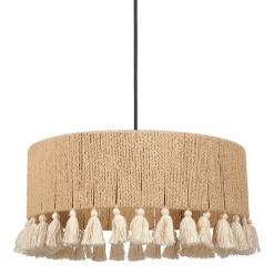 Lampe Suspension|OSTARIA Suspension cercle à pompons et corde (D35 cm) Airo Naturel