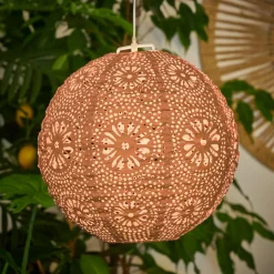 Luminaire Jardin|Eclairage Extérieur|#N/A Suspension de jardin solaire (H23 cm) Lanterne ajourée Marron