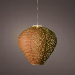 Luminaire Jardin|Eclairage Extérieur|KAEMINGK Suspension de jardin solaire (H28 cm) Lanterne ajourée Marron