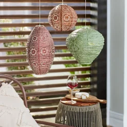 Luminaire Jardin|Eclairage Extérieur|KAEMINGK Suspension de jardin solaire (H28 cm) Lanterne ajourée e Vert