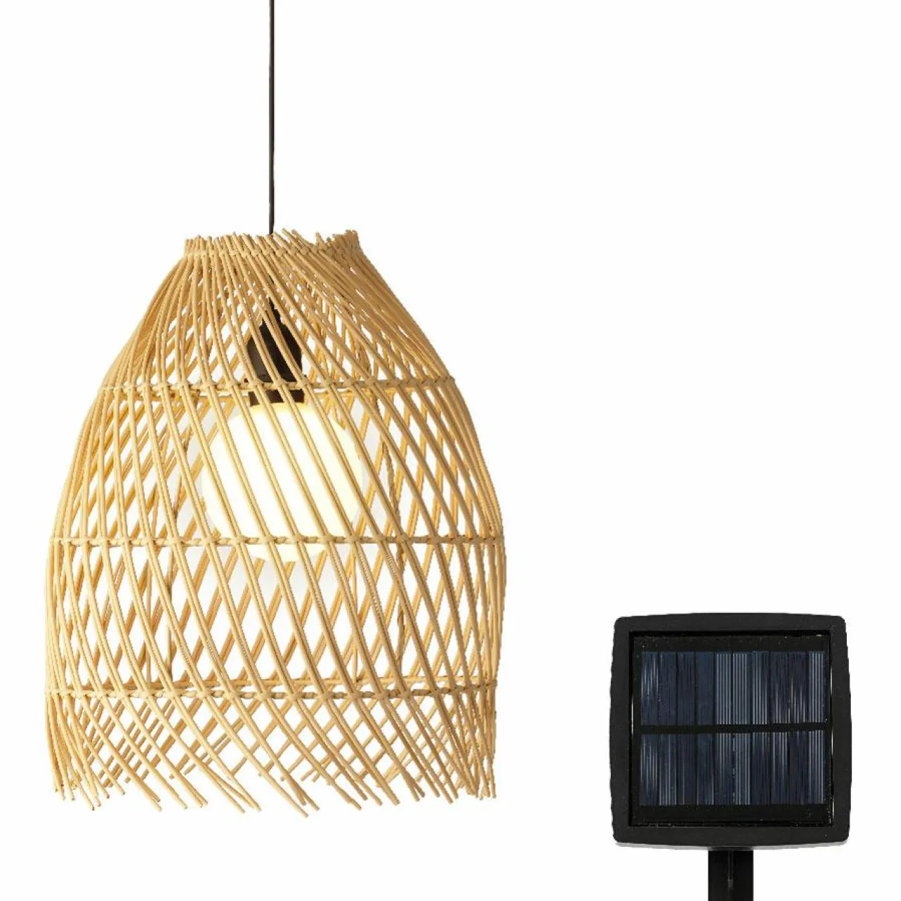 Luminaire Jardin|Eclairage Extérieur|#N/A Suspension de jardin solaire LED (D28 cm) Tropical Naturel Beige