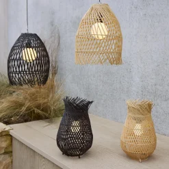 Luminaire Jardin|Eclairage Extérieur|#N/A Suspension de jardin solaire LED (D28 cm) Tropical Naturel Beige