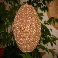 Luminaire Jardin|Eclairage Extérieur|#N/A Suspension de jardin solaire (H38 cm) Lanterne ajourée Marron