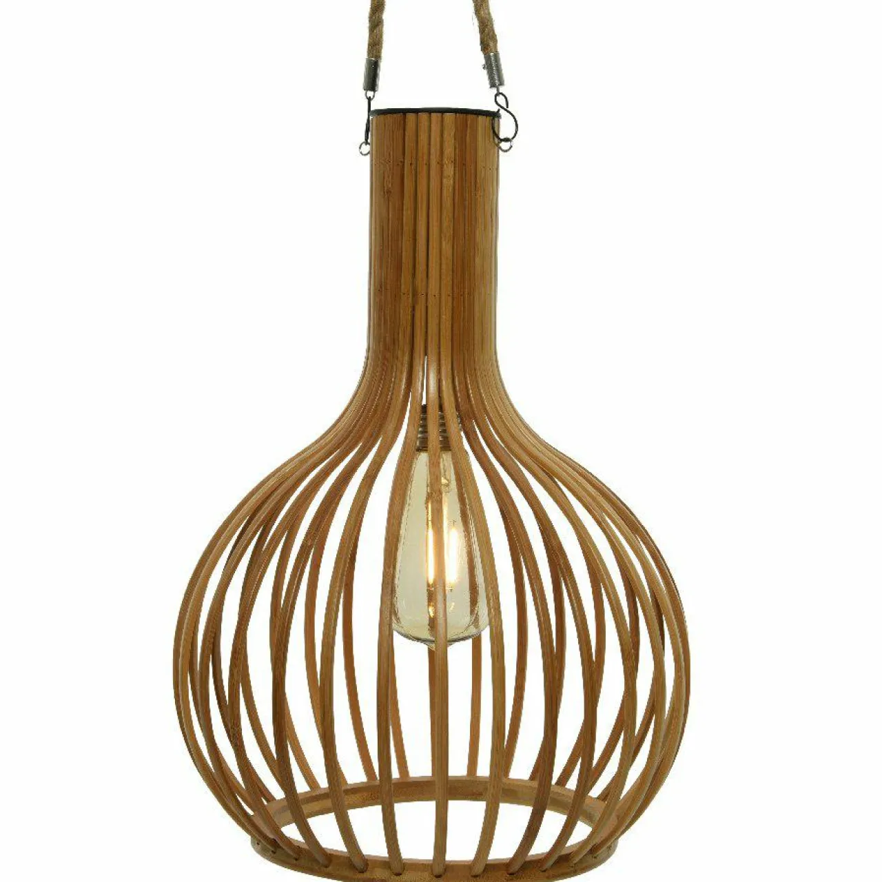 Luminaire Jardin|Eclairage Extérieur|#N/A Suspension de jardin solaire LED (H40 cm) Bambou naturel Beige