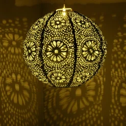 Luminaire Jardin|Eclairage Extérieur|#N/A Suspension de jardin solaire (H23 cm) Lanterne ajourée e Vert