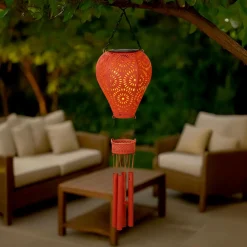 Luminaire Jardin|Eclairage Extérieur|KAEMINGK Suspension de jardin solaire LED (H56 cm) Montgolfière Rouge