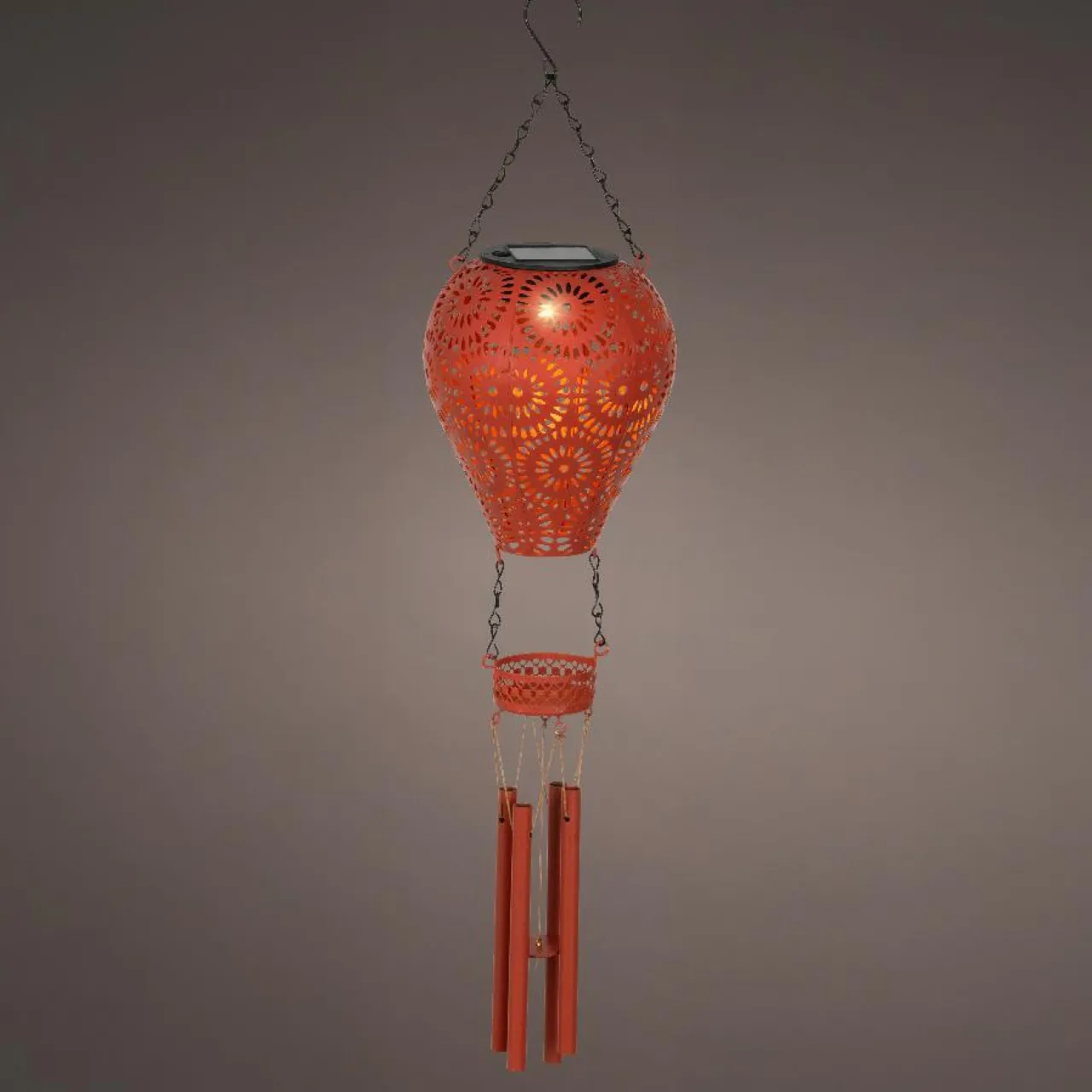Luminaire Jardin|Eclairage Extérieur|KAEMINGK Suspension de jardin solaire LED (H56 cm) Montgolfière Rouge