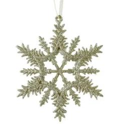 Décoration De Sapin|KAEMINGK Suspension de Noël (D13 cm) Flocon éclat givré Dé pailleté Or