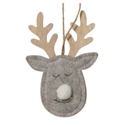 Décoration De Sapin|KAEMINGK Suspension de Noël en bois (H15 cm) Cerf majesté des bois Gris