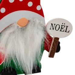 Décoration De Sapin|JJA Suspension de Noël en bois (H11 cm) Lutin longue barbe Blanche Multicolore