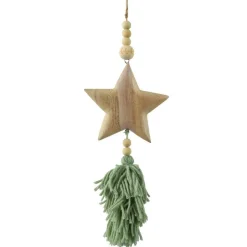 Décoration De Sapin|KAEMINGK Suspension de Noël en bois (H25 cm) Étoile en bois Vert