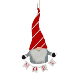 Décoration De Sapin|JJA Suspension de Noël en bois (H32 cm) Lutin joyeux Noël en Gris