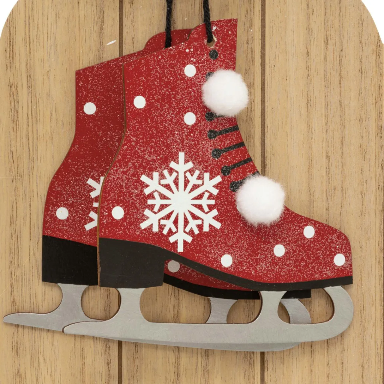 Déco Et Objet De Noël|JJA Suspension de Noël en bois (H50 cm) Luge et patins à glace Naturel
