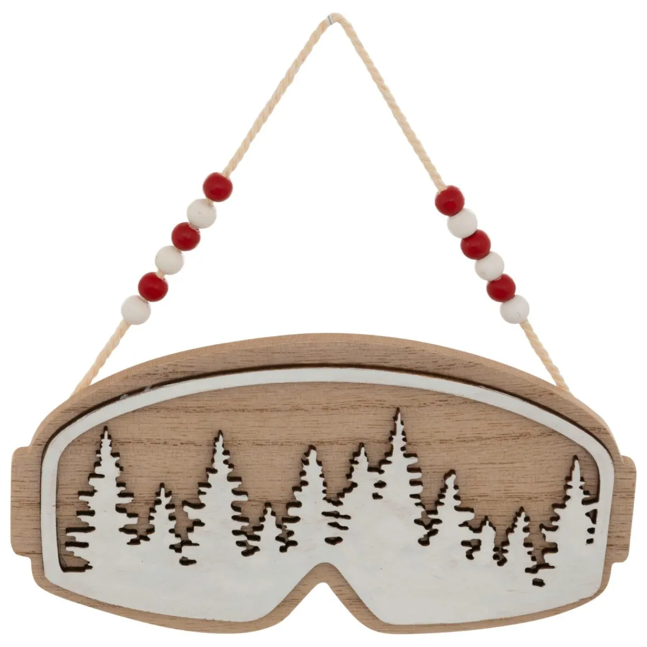 Décoration De Sapin|JJA Suspension de Noël en bois (H16 cm) Masque de ski Naturel
