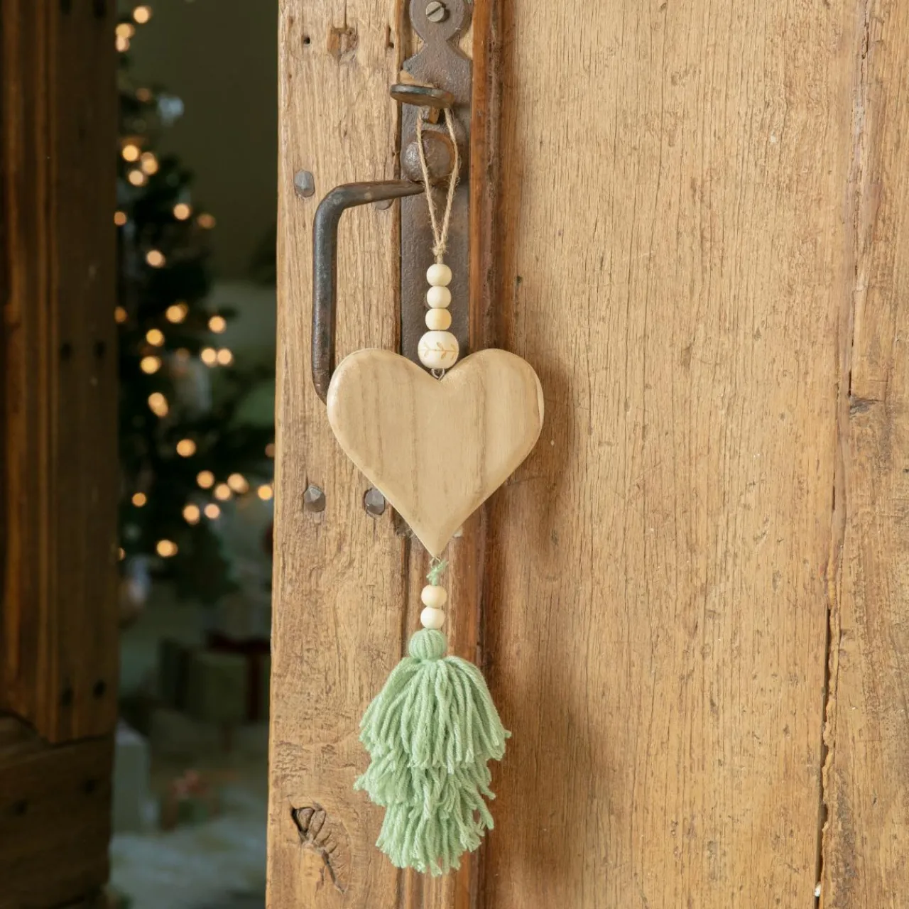 Décoration De Sapin|KAEMINGK Suspension de Noël en bois (H25 cm) Coeur en bois matcha Vert