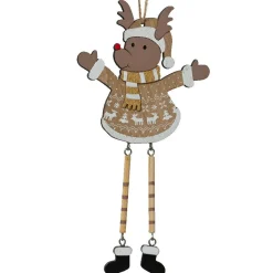 Décoration De Sapin|KAEMINGK Suspension de Noël en feutrine et bois (H20 cm) Renne Arsène Marron