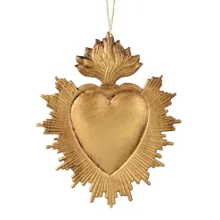 Décoration De Sapin|KAEMINGK Suspension de Noël en metal (H14 cm) Coeur Exvoto Dé Or