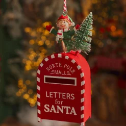 Décoration De Sapin|KAEMINGK Suspension de Noël en métal (H10 cm) Maisonnette et ski Rouge