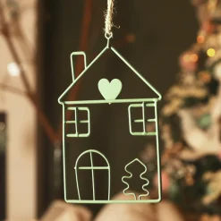 Décoration De Sapin|KAEMINGK Suspension de Noël en métal (H13 cm) Maison d'hiver clair Vert