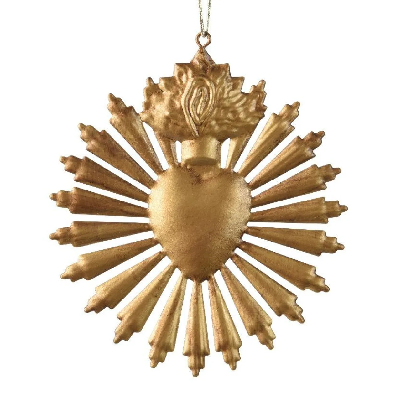 Décoration De Sapin|KAEMINGK Suspension de Noël en métal (D14 cm) Exvoto de Noël vieilli Or