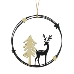 Décoration De Sapin|KAEMINGK Suspension de Noël en métal (D18 cm) Renne chic et doré Noir