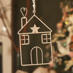 Décoration De Sapin|KAEMINGK Suspension de Noël en métal (H13 cm) Maison d'hiver Rose