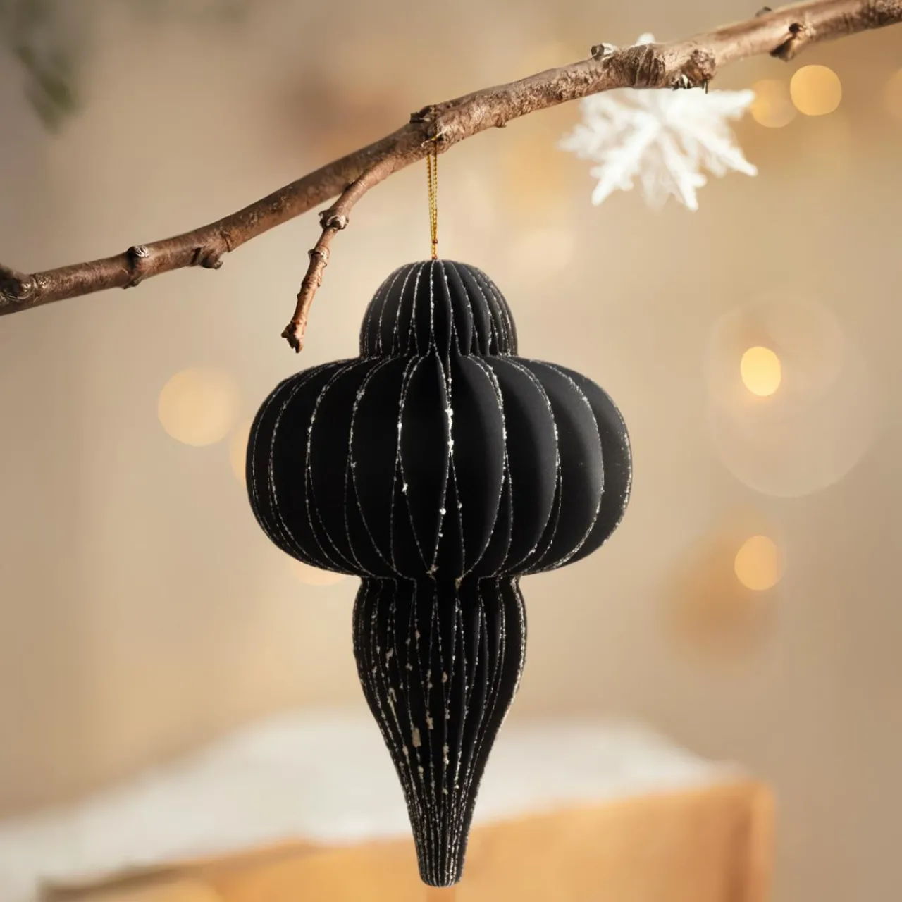 Déco Et Objet De Noël|Décoration De Sapin|KAEMINGK Suspension de Noël en papier (H20 cm) fermeture Magnétique Noir