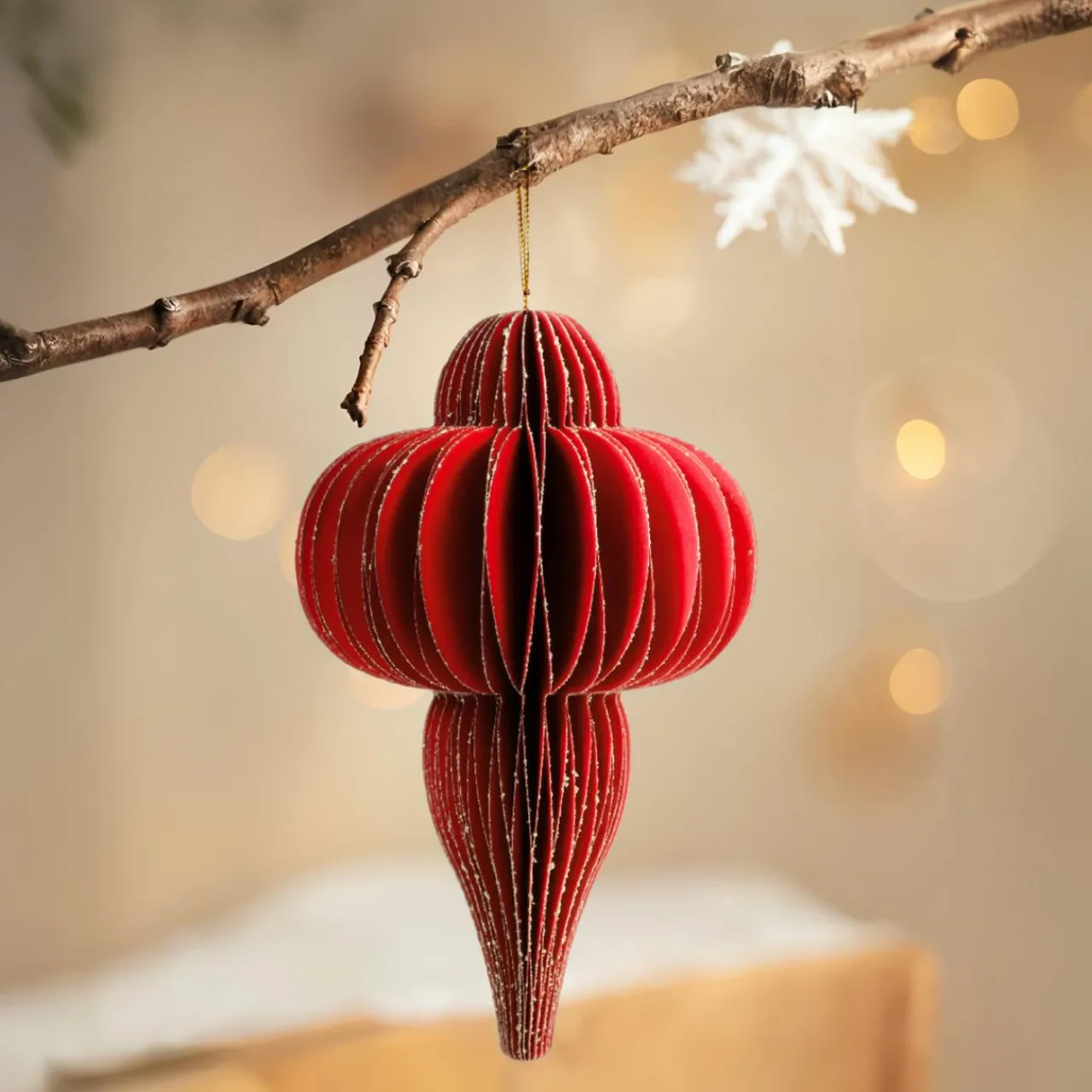 Déco Et Objet De Noël|Décoration De Sapin|KAEMINGK Suspension de Noël en papier (H20 cm) fermeture Magnétique Rouge
