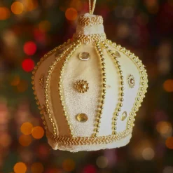 Décoration De Sapin|KAEMINGK Suspension de Noël en velours (H10 cm) Couronne Velours Or