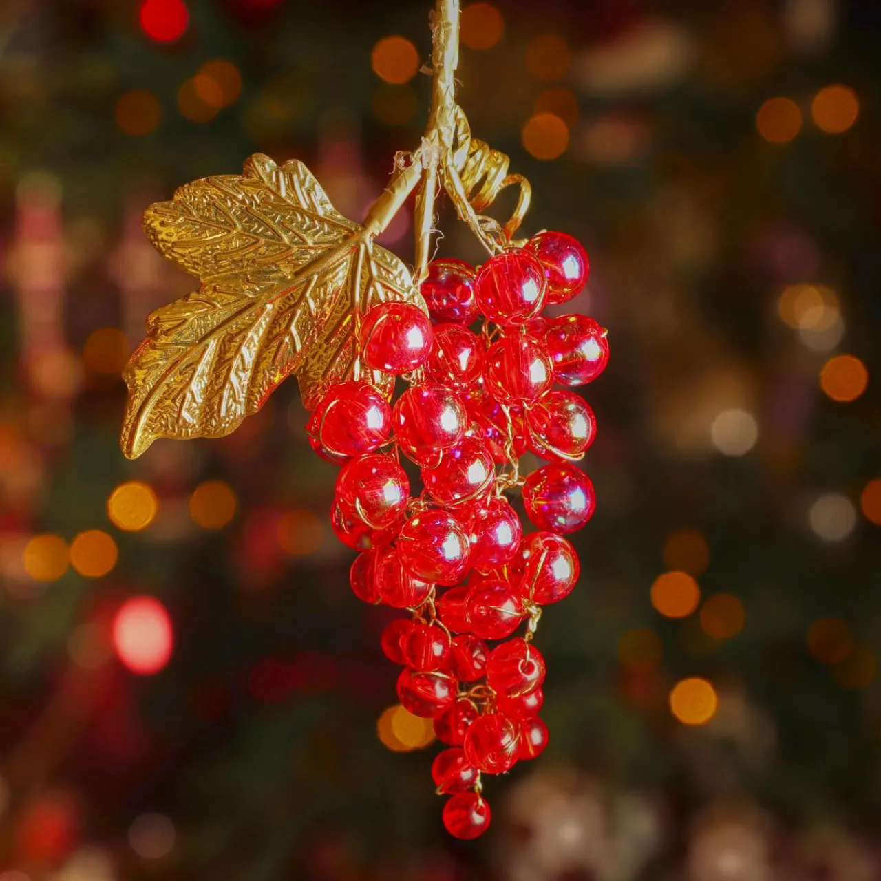 Décoration De Sapin|KAEMINGK Suspension de Noël (H11 cm) Grappe givré et or Rouge