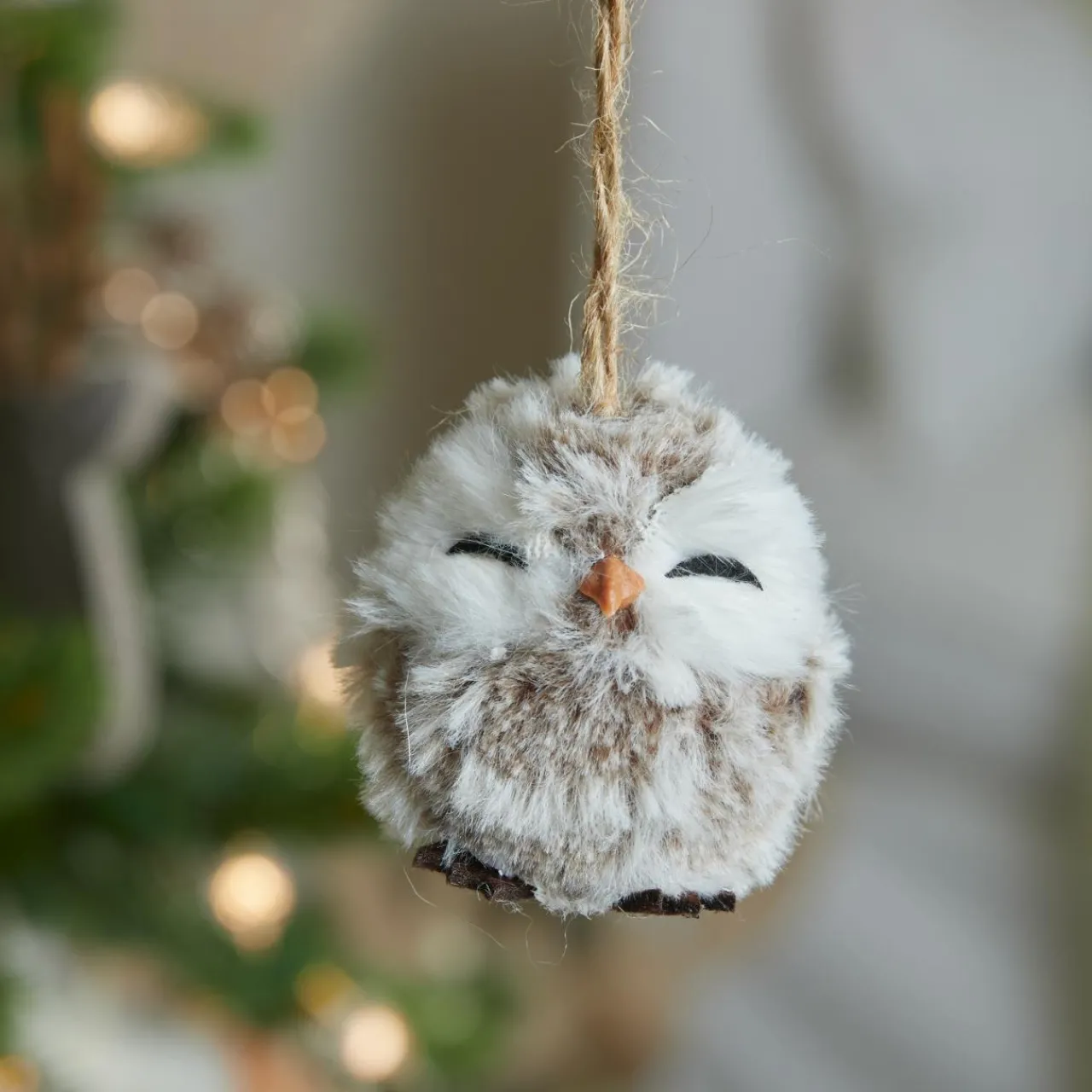 Décoration De Sapin|KAEMINGK Suspension de Noël (H6 cm) Hibou d'hiver Fourrure e Gris